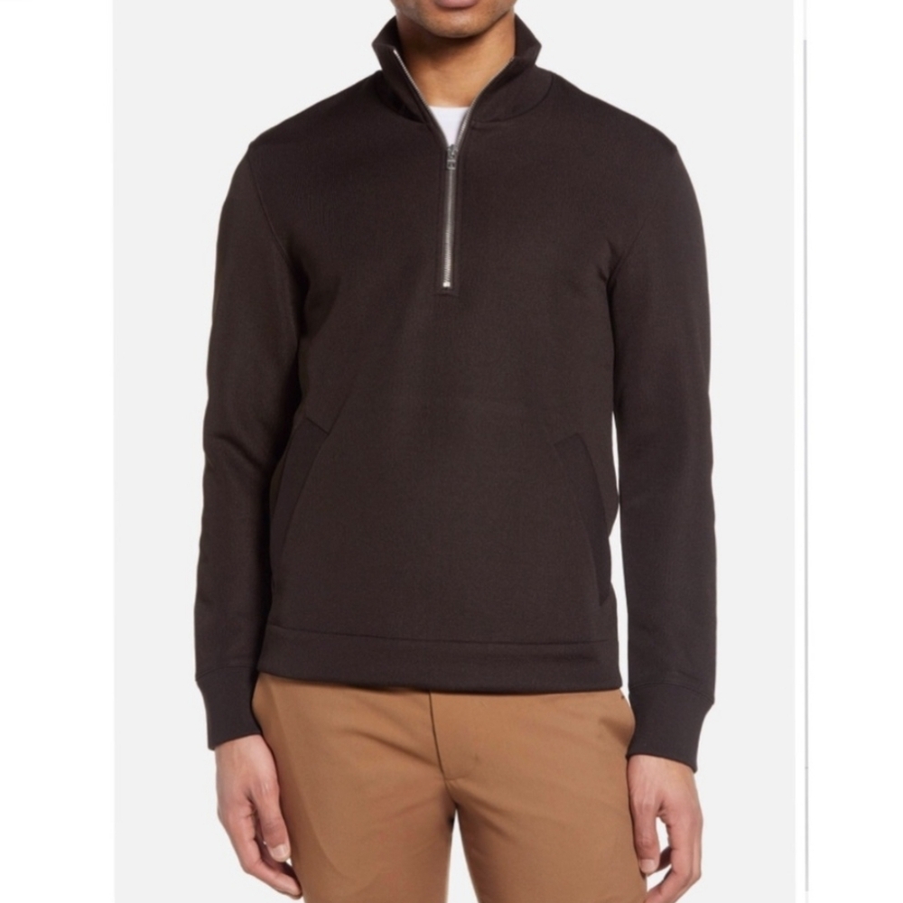Club Monaco Brown 1/4 Zip Pullover Sweatshirt
